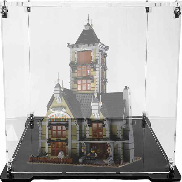 Vitrína s černou základnou pro stavebnici Lego 10273 Creator Expert Dům strachu