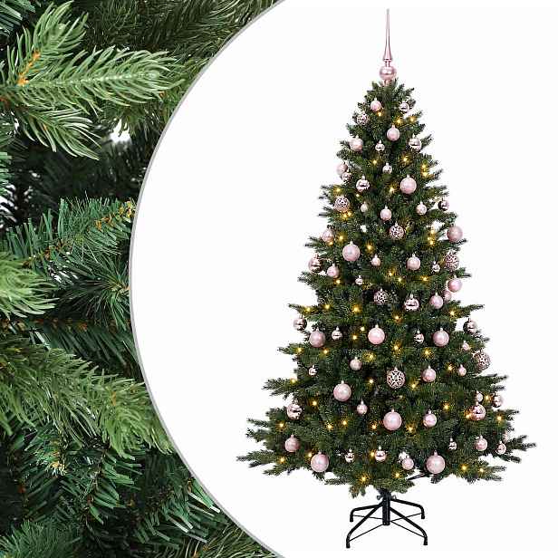 vidaXL Umělý vánoční stromek s vánočními koulemi 240 cm 300 LED