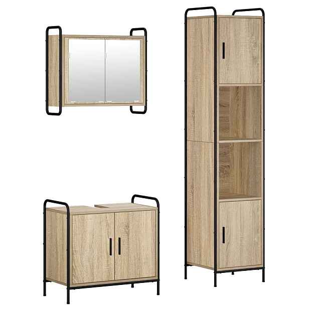 vidaXL Sada koupelnových skříněk 3 ks Dub sonoma 40 x 36 x 181 cm