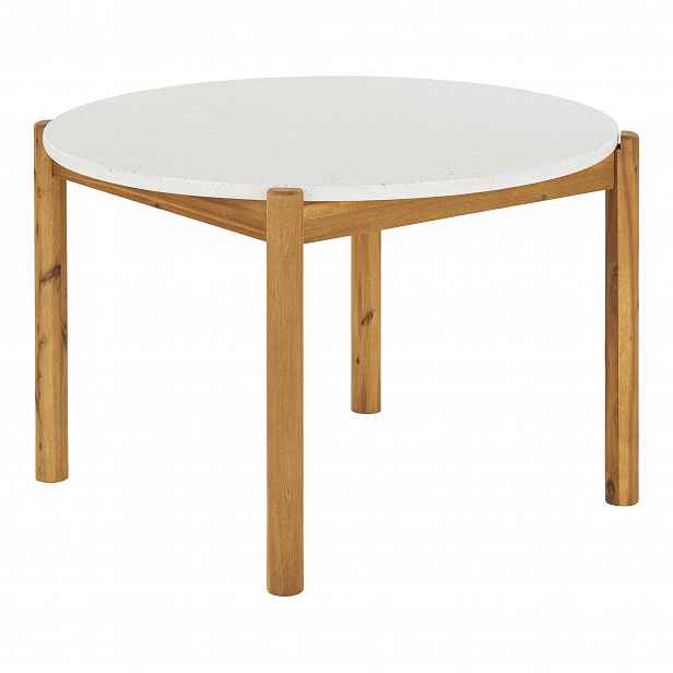 Jídelní stůl Terracina, bílý/přírodní, ø 120 cm - House Nordic