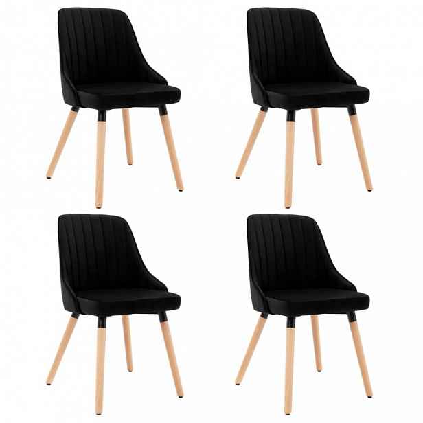 Jídelní židle 4 ks látka / buk Černá - výška: 88 cm