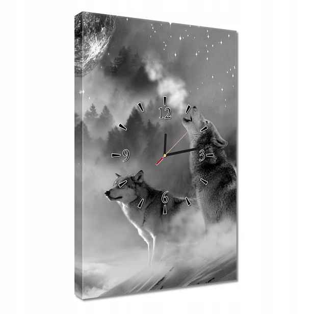Nástěnné hodiny 40x60 Vlci Měsíc