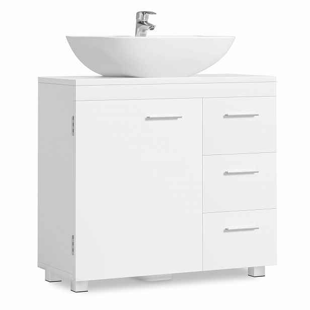 Skříňka pod umyvadlo se 3 zásuvkami 70 cm koupelnová matná Bílá stojící