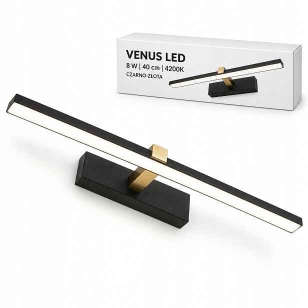 Venus nástěnné svítidlo 8W 40cm černo-zlaté Led do koupelny 4200K IP44 580lm nástěnné