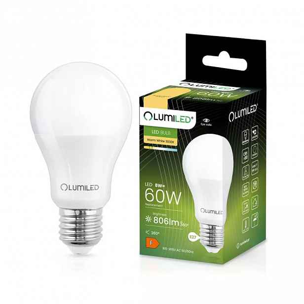 ŽÁROVKA  LUMILED A60 8W 830 E27 806LM 3000K