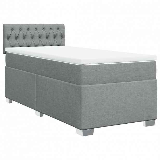 vidaXL Box spring postel s matrací světle šedá 90x190 cm textil
