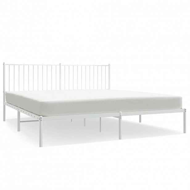 vidaXL Kovový rám postele s čelem bílý 183 x 213 cm