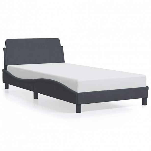 vidaXL Rám postele Dover tmavě šedá 100 x 200 cm samet
