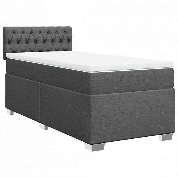 vidaXL Box spring postel s matrací tmavě šedá 90x190 cm textil