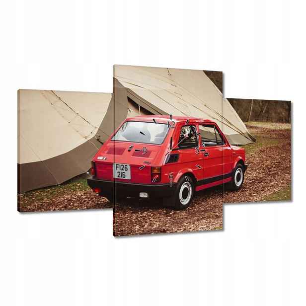 Hodiny 100x60 Červený malý Fiat 126p