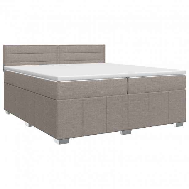 vidaXL Postel boxspring s matrací s čelo Taupe 200 x 200 cm Textil