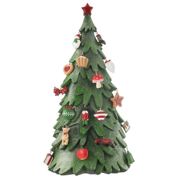 Červeno-zelený strom s ozdobami Xmas Tree - 21*33*63 cm J-Line by Jolipa