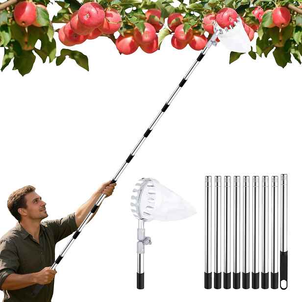 Teleskopický Sběrač Ovoce 4,1 M, Nastavitelná Hlava 16 CM