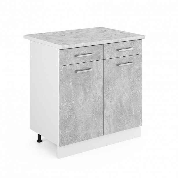Vicco UNIVERZÁLNÍ ZÁKLADNÍ JEDNOTKA R-Line Beton 80 cm se zásuvkami a dvířky, s pracovní deskou