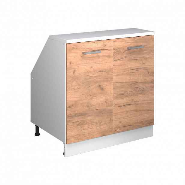 Vicco KUCHYŇSKÁ SKŘÍŇKA POD ŠIKMOU STŘECHU R-Line Zlatý mocný dub 80 cm se 2 dveřmi, korpus skříně hloubka 60 cm