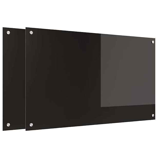 vidaXL Kuchyňský obklad 2 ks Černá 100 x 60 cm tvrzené sklo
