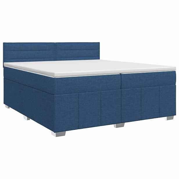 vidaXL Postel boxspring s matrací s čelo Modrá 200 x 200 cm Textil