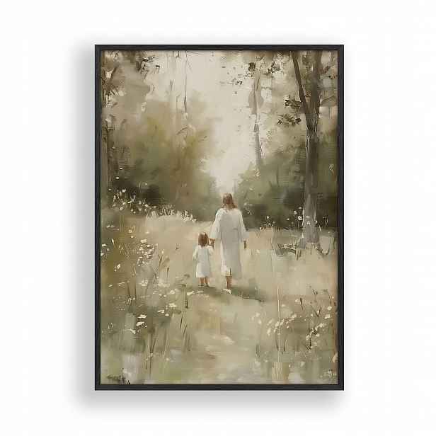 Obraz Ježíš s dítětem Plakát Rámeček Dřevěný Černý 30x42 cm