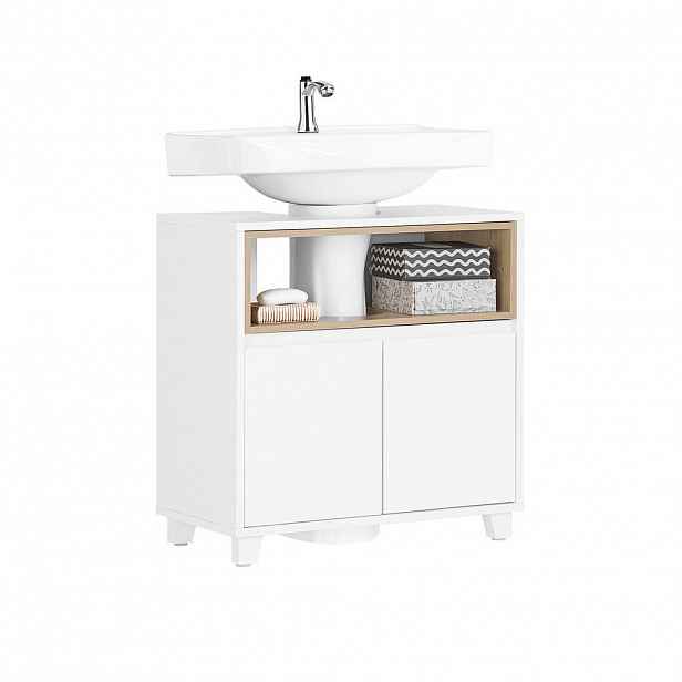 SoBuy SPODNÍ SKŘÍŇKA POD UMYVADLO se 2 dveřmi Bílá 60x30x61cm Minimalistický