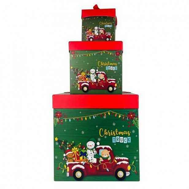 TORO Dárková krabička se stuhou set 3ks zelené vánoce