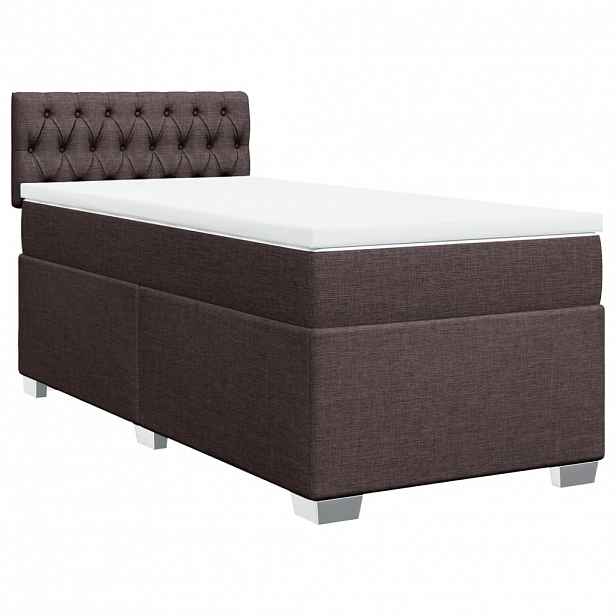 vidaXL Box spring postel s matrací tmavě hnědá 90x190 cm textil