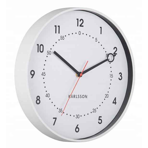 Bílé Kulatý Přehledné Hodiny Na Zeď Karlsson Fresco KA6038WH 31,5 cm