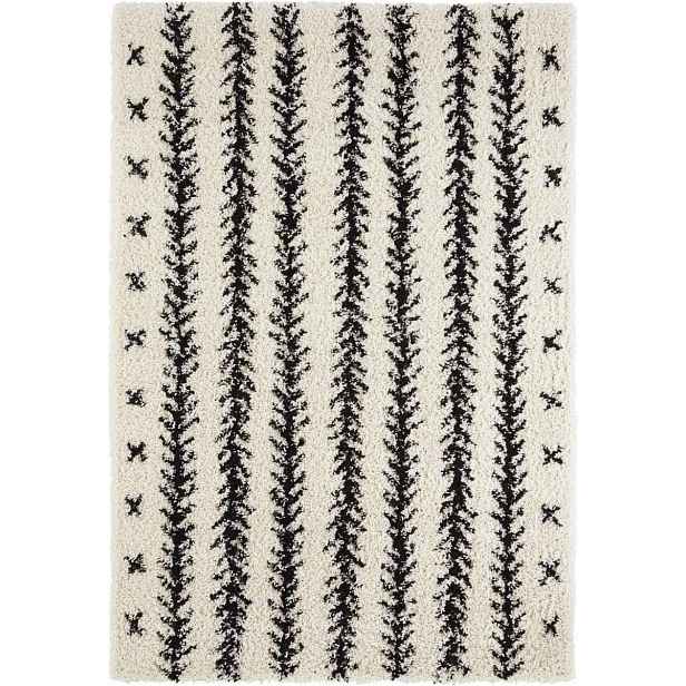 Krémově černý hrubý koberec typu shaggy do obývacího pokoje, vzor boho 160 x 230 cm