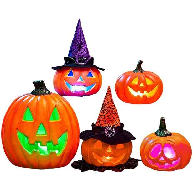 Led Dýně Halloween 6 Ks Svítící Lampiony Jack O Lanternu Na Baterie