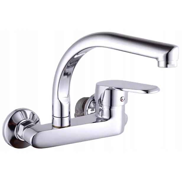 Chromovaná nástěnná kuchyňská baterie pro dřez, chrom