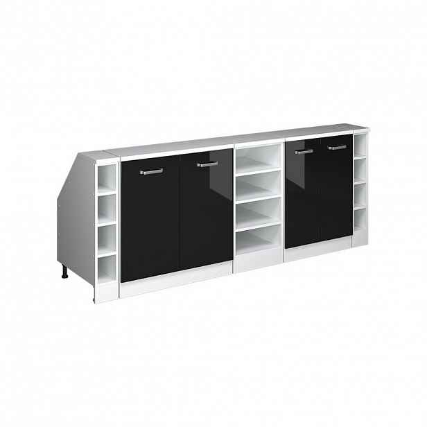 Vicco ŠATNÍ SESTAVA PRO ŠIKMÉ STŘECHY Rion Černý vysoký lesk 210 cm Sada 5 korpusů skříně hloubka 60 cm