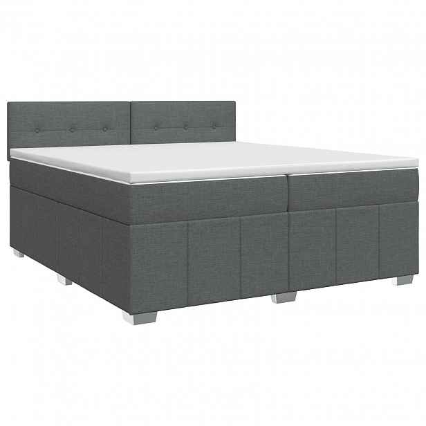 vidaXL Postel boxspring s matrací Tmavě šedá 200 x 200 cm Textil