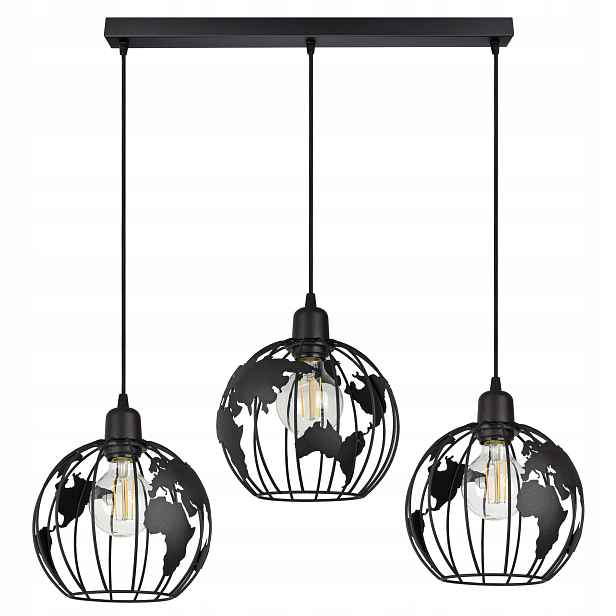 Závěsná lampa Lustr Globus Černá Bílá Šedá