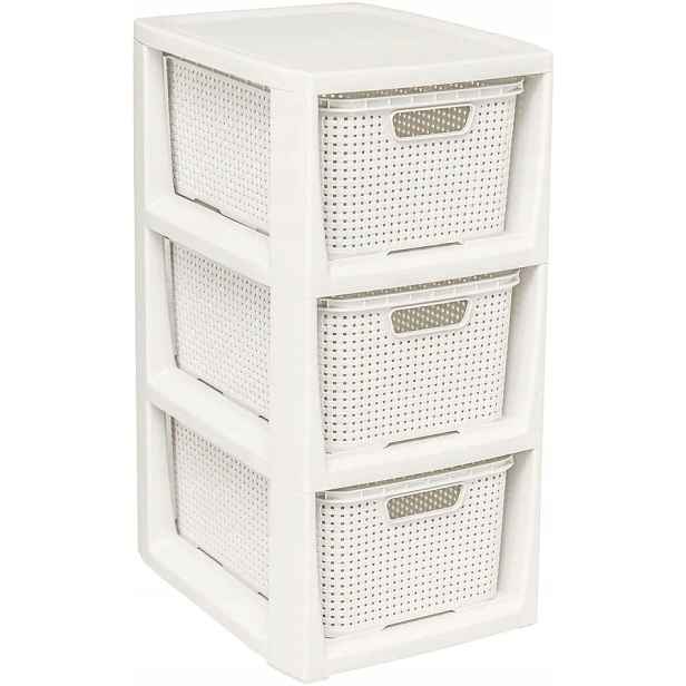 Branq Koupelnový regál Rattan 3 x koše komoda, sloupek, skříňka