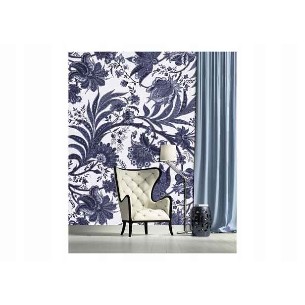 Fototapeta Modré květiny na bílém pozadí elegance 206x275 lepidlo