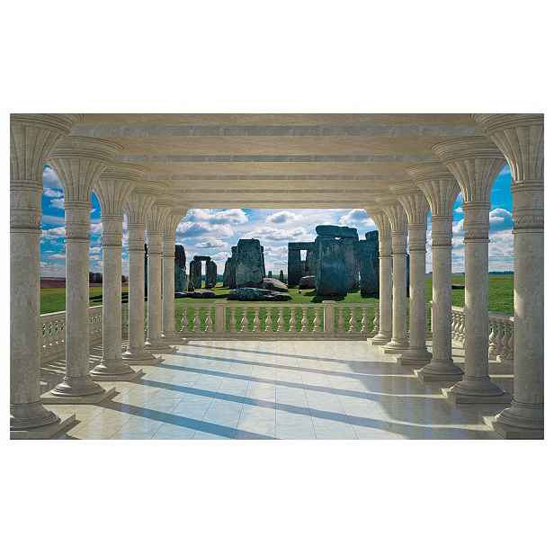 Fototapeta Stonehenge Kamenné sloupy zelené pole nebe 312x219 lepidlo