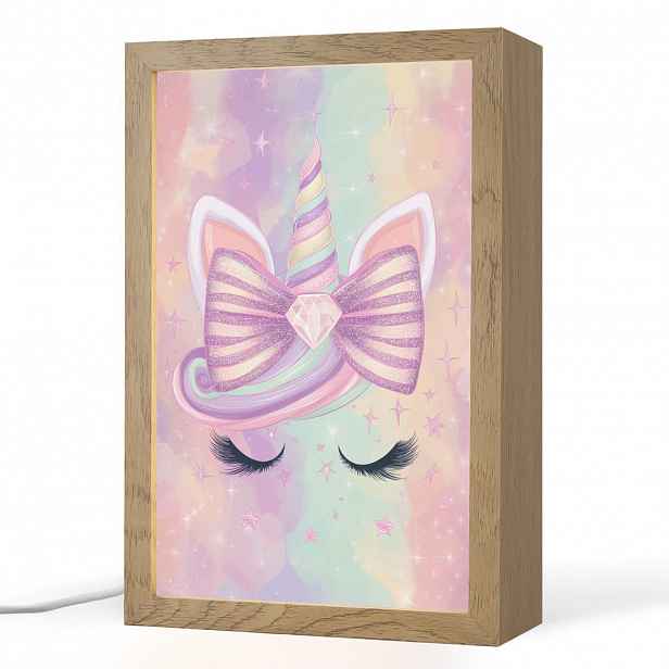 OnlyWow NOČNÍ LAMPIČKA Jednorožec - Třpytky - Duha - Pastelové barvy 20x30 cm