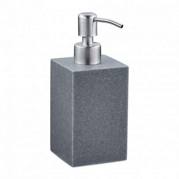 Relaxdays DÁVKOVAČ Šedý na mýdlo polyresin nerezová pumpička 300 ml
