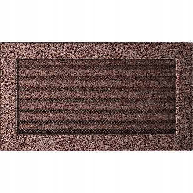 Ventilační mřížka do krbu 17x30 měděná s žaluzií