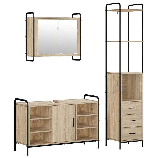 vidaXL Sada koupelnových skříněk 3 ks Dub sonoma 40 x 36 x 200,5 cm