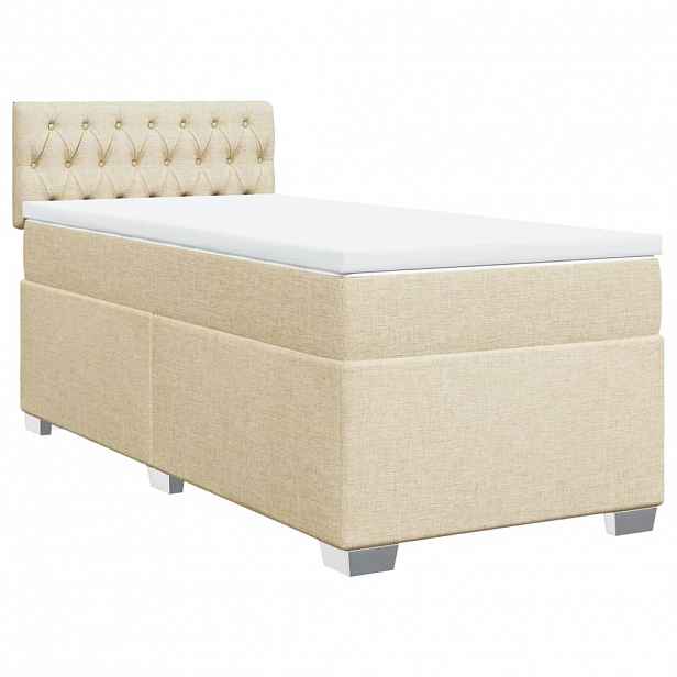 vidaXL Box spring postel s matrací krémová 90x190 cm textil