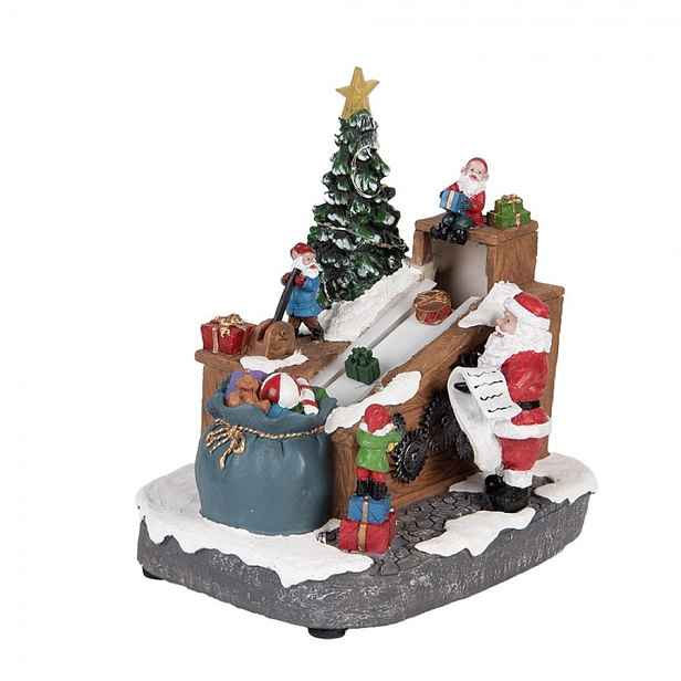 Hrací vánoční dekorace s LED světýlky Santa Claus - 20*16*20 cm / 3xAA Clayre & Eef