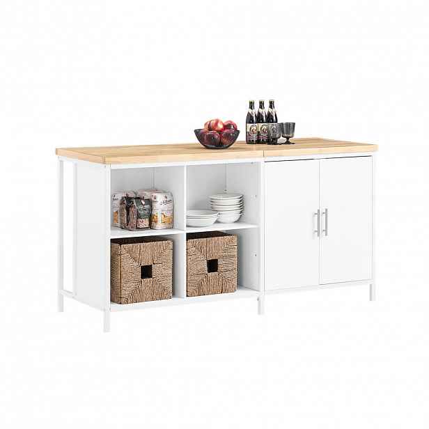 SoBuy KUCHYŇSKÝ OSTRŮVEK se 2 dveřmi Bílá 170x60x89cm Moderní