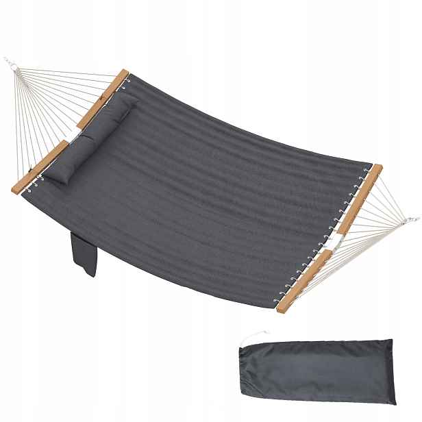 Venkovní houpací síť s polštářem Outsunny 84A-401V00GY 200x140 cm šedá