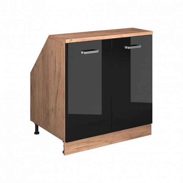Vicco WARDROBE FOR SLOPING CEILING Rion Černý vysoký lesk 80 x 81.6 cm se 2 dveřmi, korpus skříně hloubka 60 cm