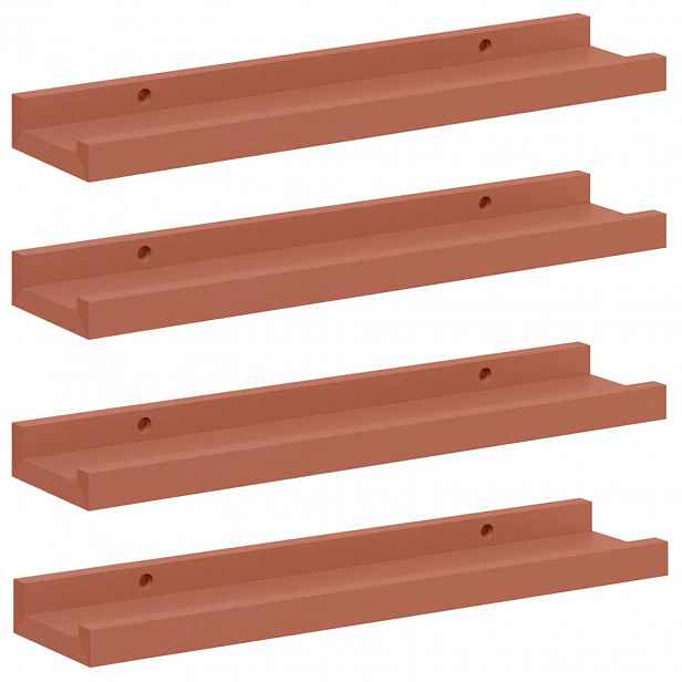 vidaXL Nástěnná polička 4 ks Červená 40 x 9 x 3 cm Kompozitní dřevo