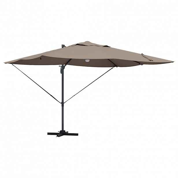 vidaXL Slunečník 351 x 250 x 253 cm Polyester a hliník Taupe