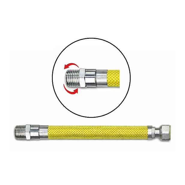 Eurotis Eurotisflex Swing plynová připojovací nerezová hadice  50 cm - 1/2" x 1/2" s matkou a otočnou koncovkou s vnějším závitem