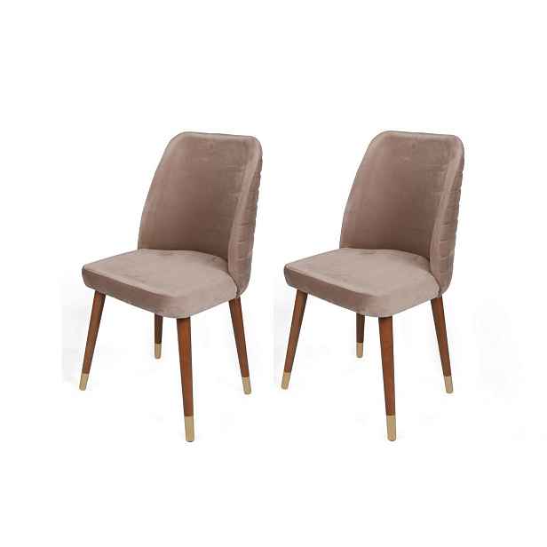 Sada jídelních židlí Hugo Beige and Walnut, 2 ks
