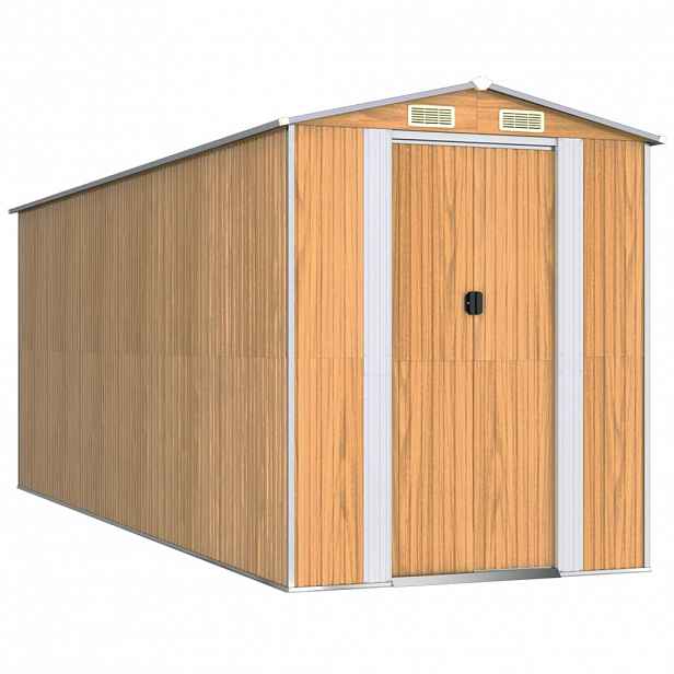 vidaXL Zahradní kůlna světle hnědá 192x523x223 cm pozinkovaná ocel