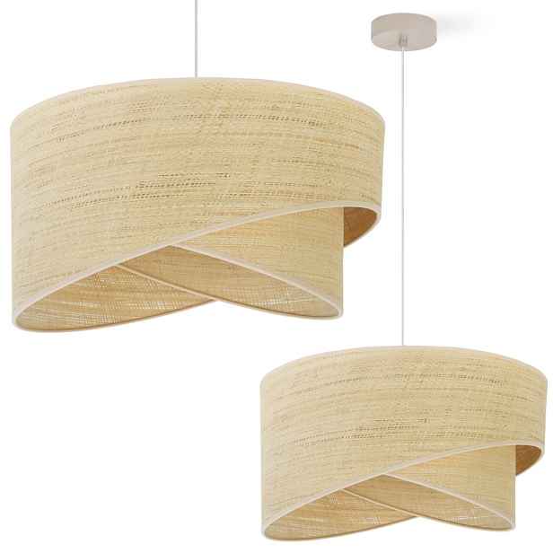 Závěsná Stropní Lustrová Lampa S Ratanovým Stínidlem Boho Japandi Béžová